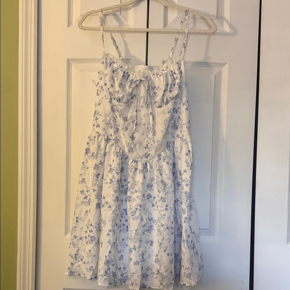 Floral Blue and White Kids Dress